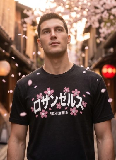 武士道ブルー・ロサンゼルスシャツ