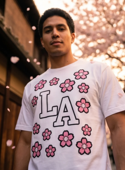 LA・桜シャツ